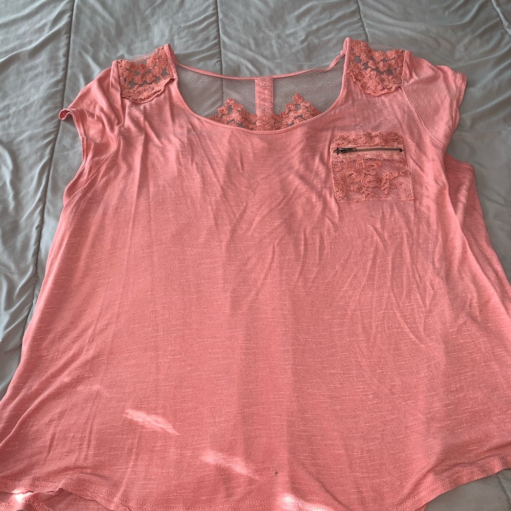 Coral Top with lace